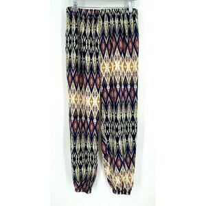 Ambiance Apparel Aztec Joggers Women's Size Large Y2K Print Pants Multicolor L